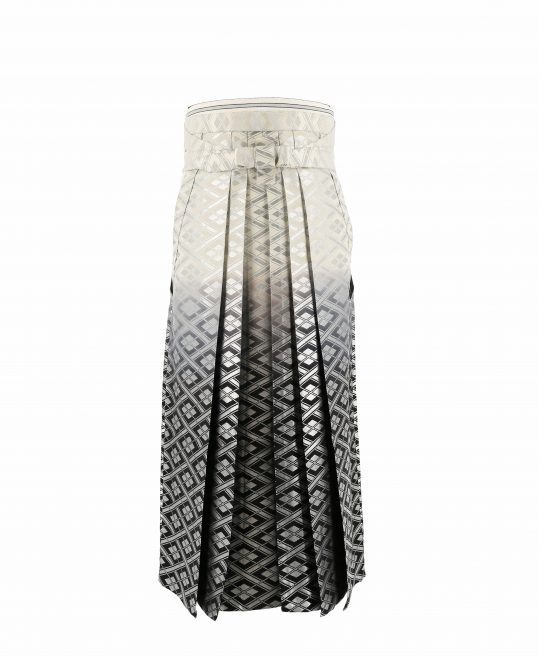 男性用袴単品レンタル(成人式・結婚式・卒業式)白黒ぼかし・銀の菱文様[身長170cm]No.135